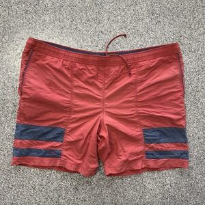Vintage Eddie Bauer Swim Trunks Mens XXL Red 19" Lined Nylon Shorts